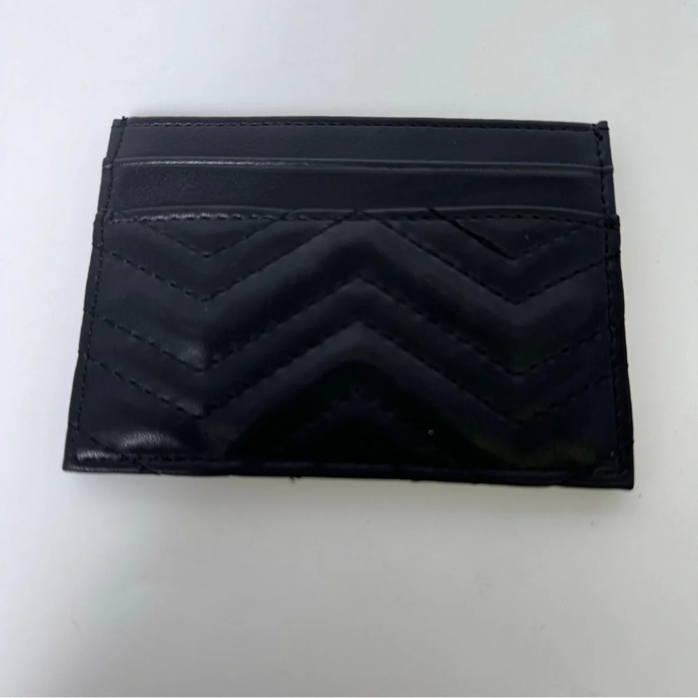 Gucci Quilted Black and Gold Card Holder